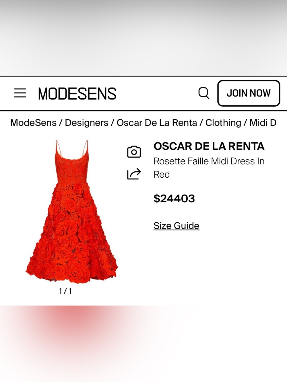 Oscar De La Renta Rosette Faille Red Midi Dress - Picture 5 of 5